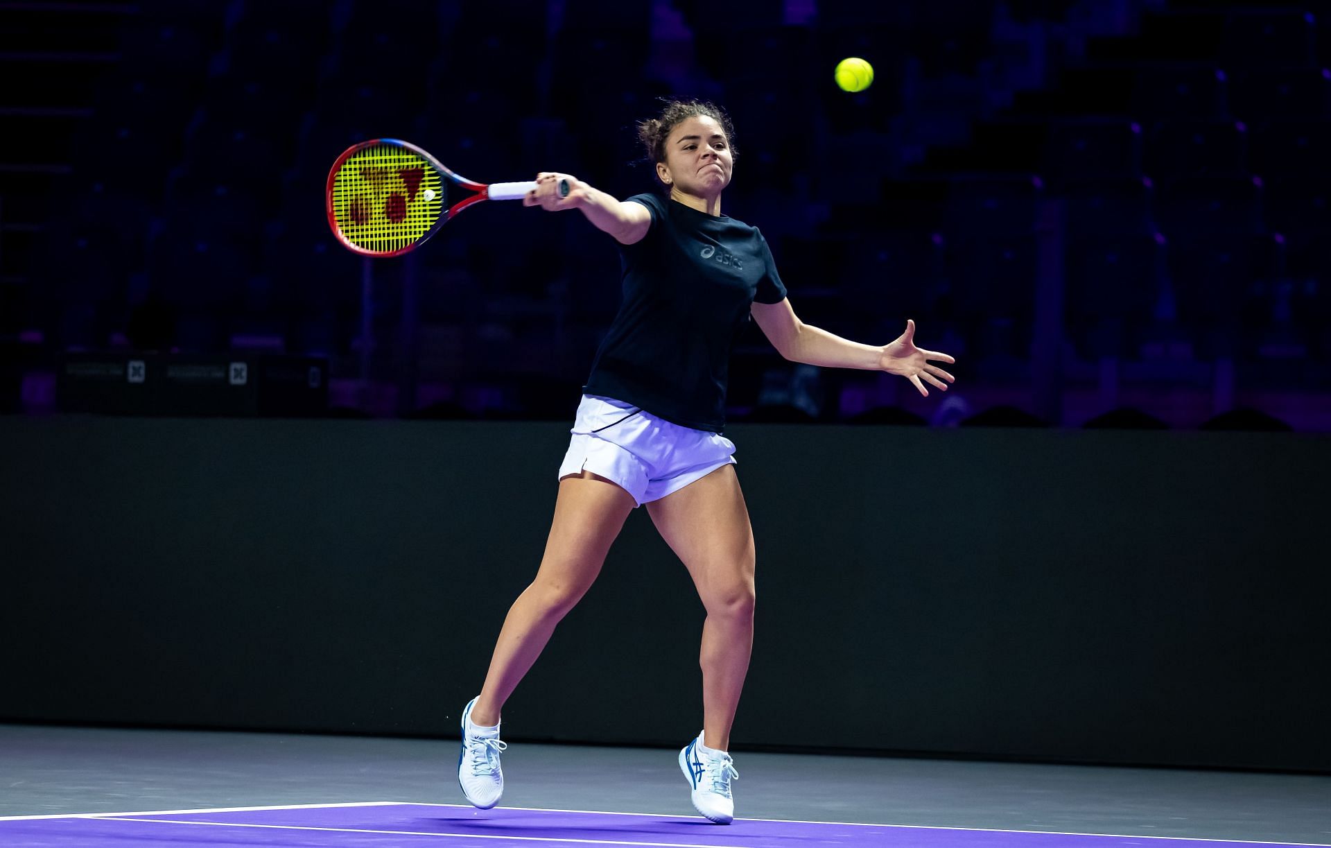 Paolini hits a forehand during a practice session. (Getty)